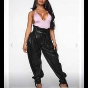 Cardi B vegan faux leather black XL parachute pants